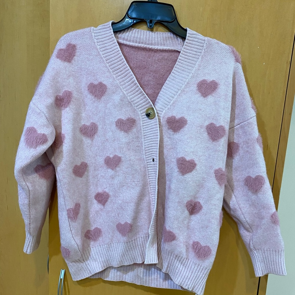 Pink heart cardigan